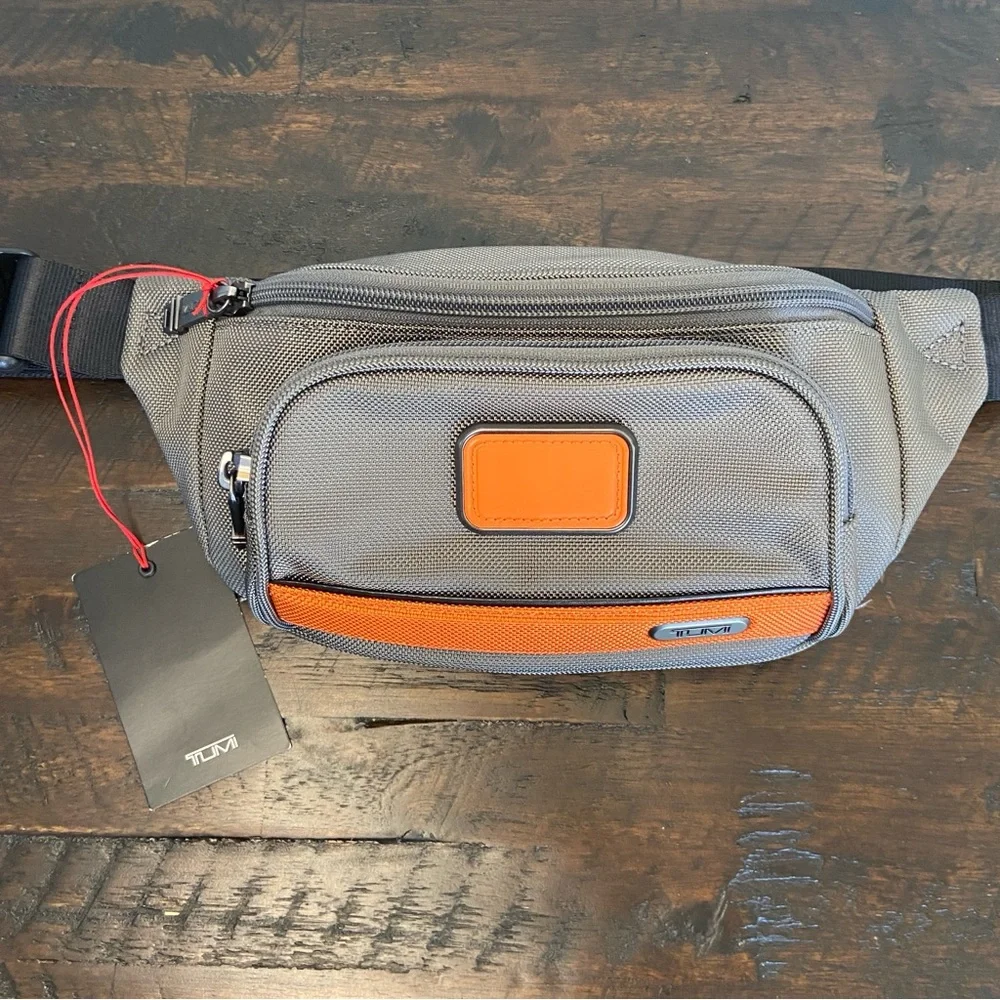 TUMI GEN 4.3 Nylon Fanny Waist Pack in Charcoal Gray Orange NEW with Tags